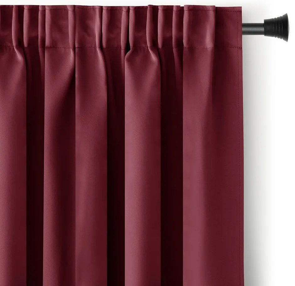Restilo Zasłona Blackout Oxford Pleat bordowy, 140 x 245 cm