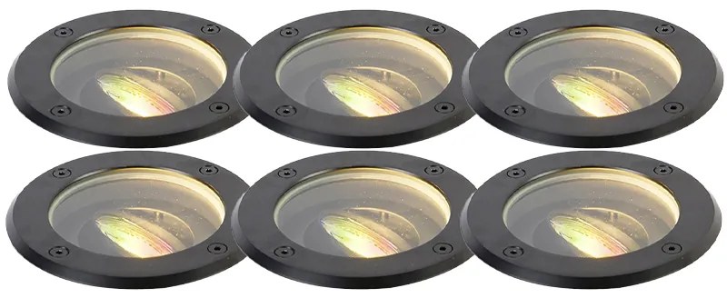 Zewnetrzna Zestaw 6 inteligentnych lamp ogrodowych do wkopania czarnych regulowanych IP65 z LED - Delux Nowoczesny Oswietlenie zewnetrzne
