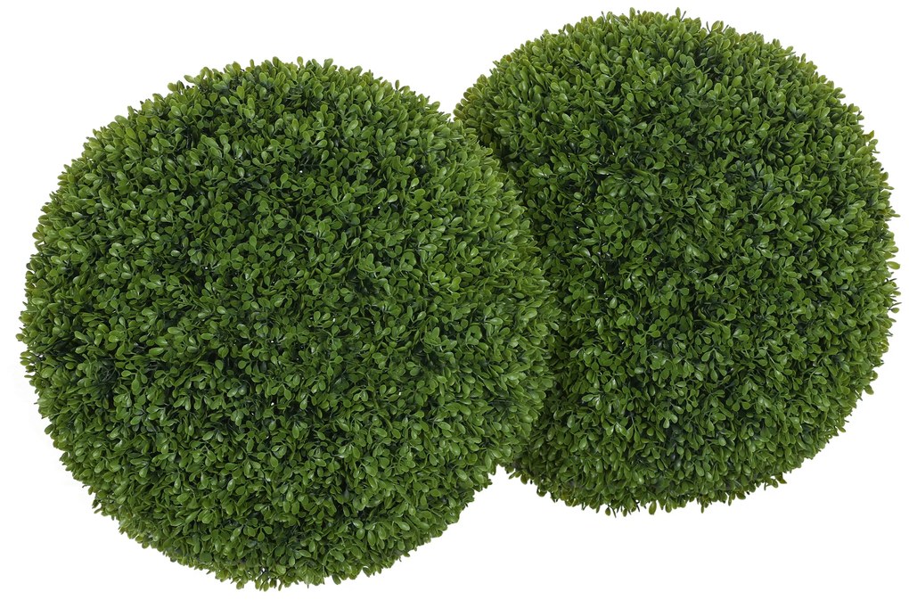 HOMCOM Zestaw 2 sztuk kulek bukszpanu, Sztuczne rośliny, Roślina pokojowa z ochroną UV, Dekoracyjna roślina, do wnętrz i na zewnątrz, Zielony