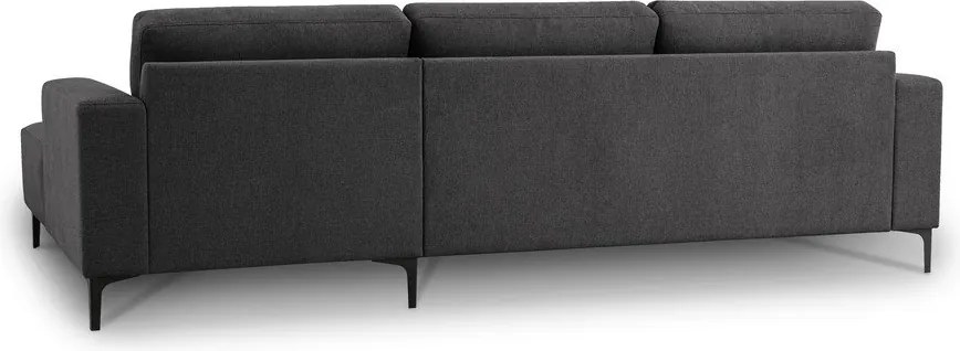 Antracytowy narożnik z tkaniny szenilowej (prawostronny/z szezlongiem) Fabian – Scandic