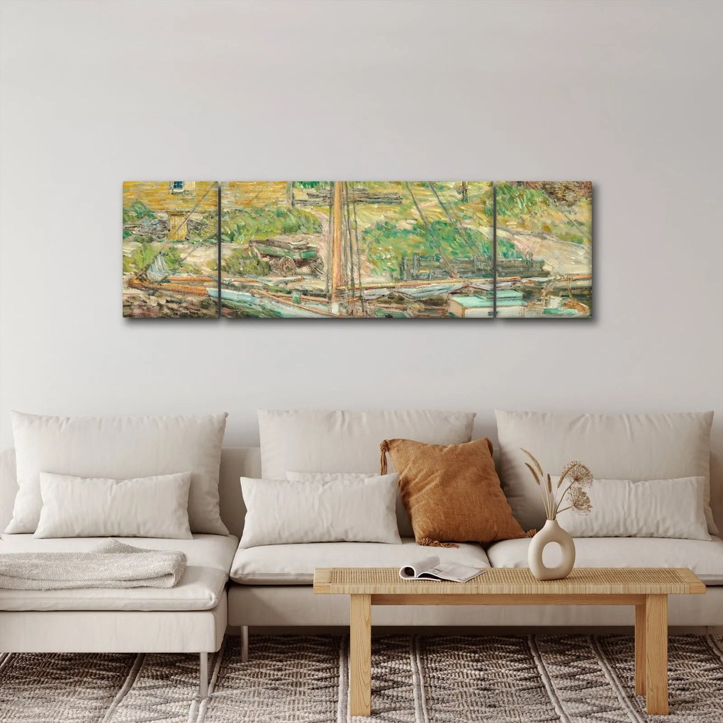Obraz - Childe Hassam, Oyster Sloop, Cos Cob, reprodukcje (170x50 cm)