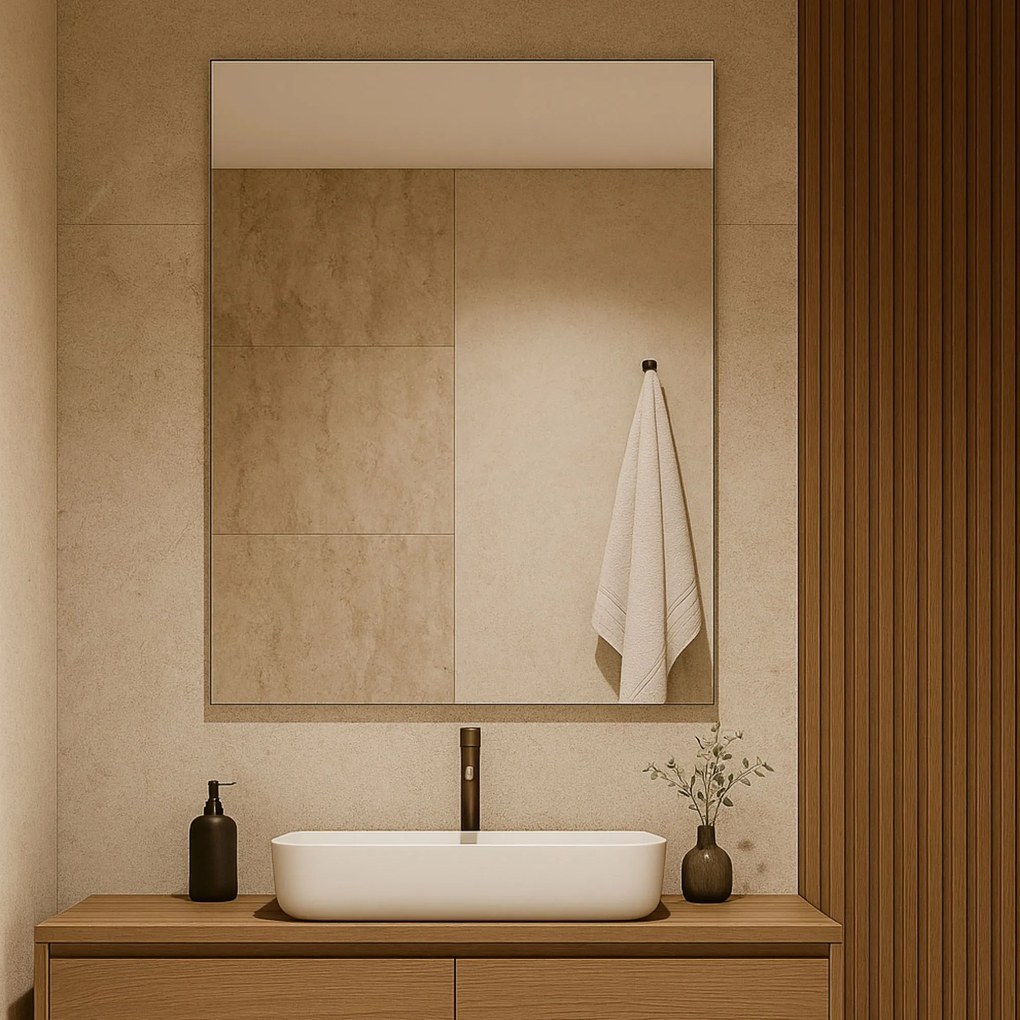 Lustro prostokątne bez ramy oszlifowane obracalne bez podświetlenia TAVA | Różne rozmiary | Różne kolory szkła : Kolor tafli szkła - Brązowy, Rozmiar - 60 x 70 cm