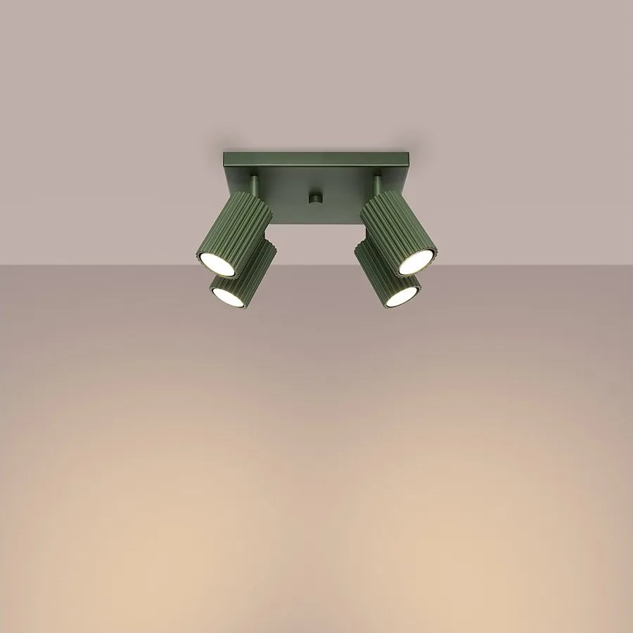 Lampa sufitowa minimalistyczny Gloow, aluminium - 4 źródło światła 3000K - L.25 x H.16.5 cm - zielony oliwkowy