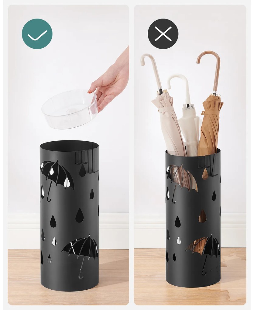 Metalowy stojak na parasole ANABEL, 17x41 cm, czarna SongmicsHome