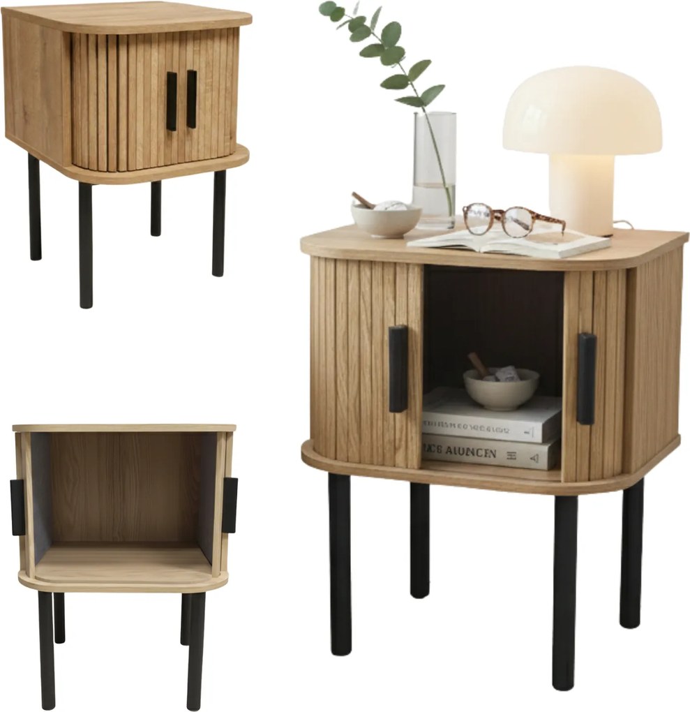 Szafka nocna ryflowana SCAVA, 40 x 40 x 53 cm