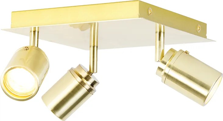 Nowoczesny reflektor łazienkowy mosiężny kwadratowy 3-światła IP44 - Ducha