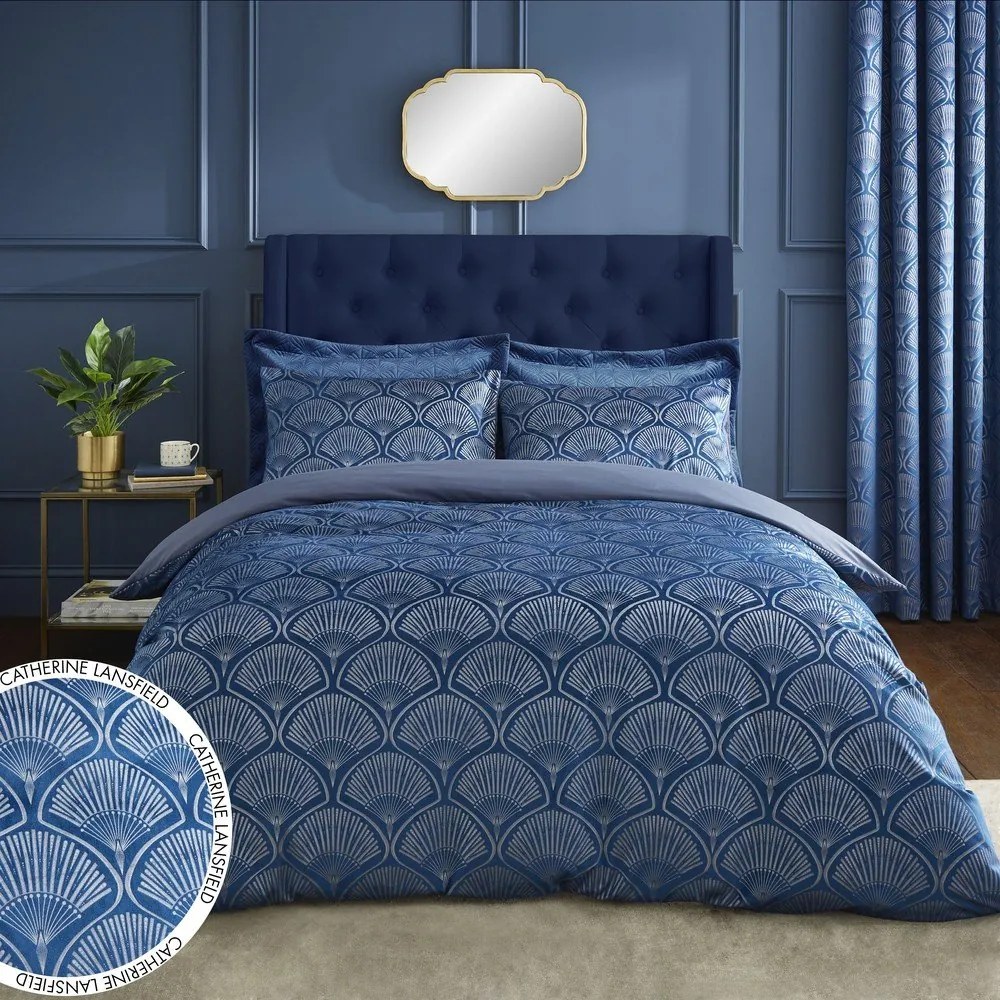 Niebieska pościel dwuosobowa 230x220 cm Art Deco Pearl – Catherine Lansfield