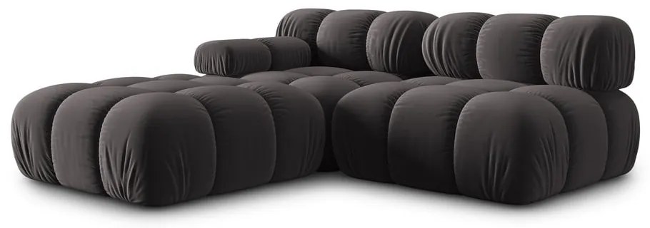 Ciemnoszara aksamitna sofa 282 cm Bellis – Micadoni Home
