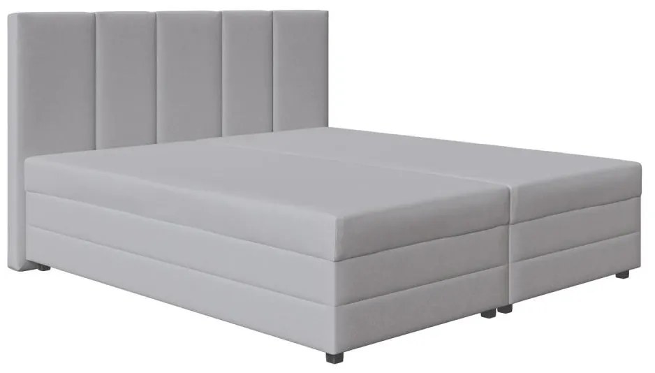 Łóżko tapicerowane z materacem sprężynowym i pojemnikiem na pościel ISABEL 160x200 jasnoszare