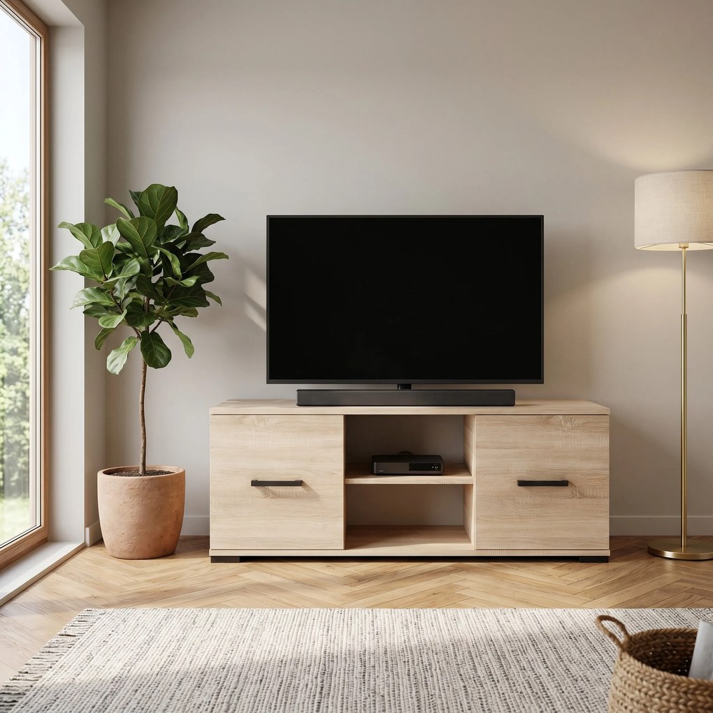 Szafka RTV stojąca ALBANO 122 cm do Salonu pod Telewizor - Dąb artisan
