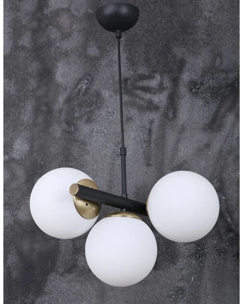 Biało-czarna lampa wisząca ze szklanym kloszem ø 15 cm Cascade – Squid Lighting