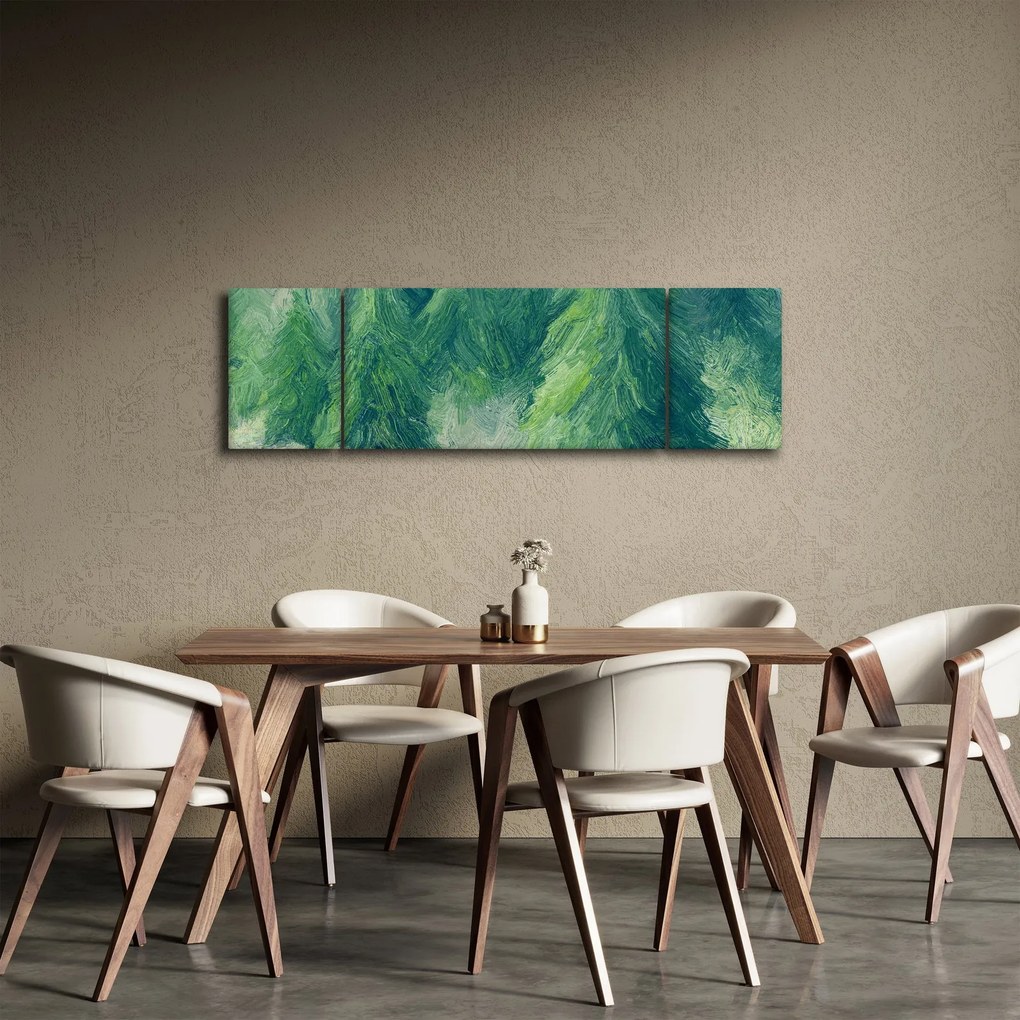 Obraz - Malowane drzewa iglaste (170x50 cm)