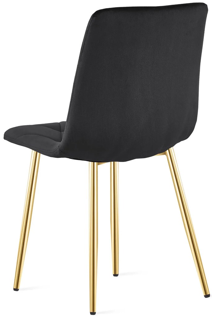 Czarne pikowane krzesło metalowe glamour K9-F50