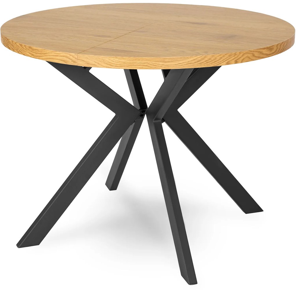 Stół Okrągły Rozkładany LUKAS 100-250 cm Dąb Złoty Nowoczesny Loft
