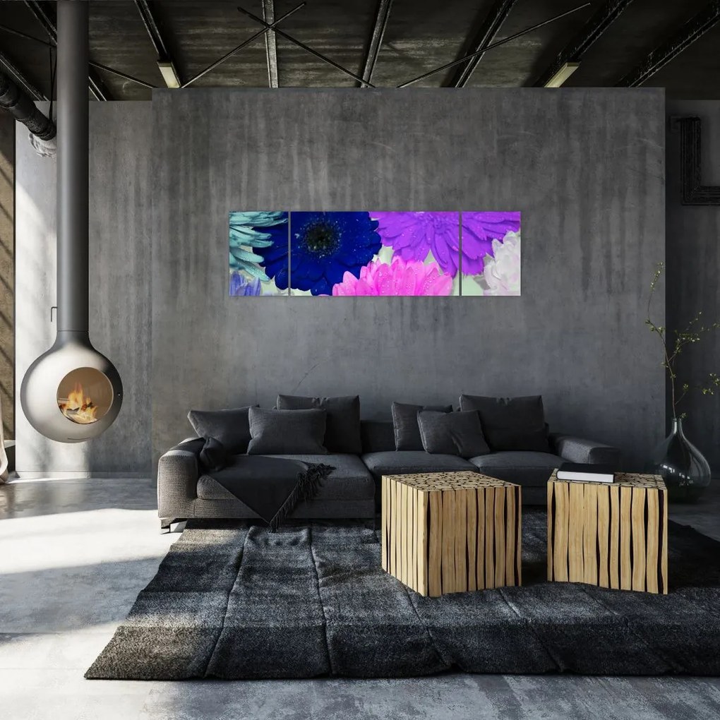 Obraz kolorowych kwiatów (170x50 cm)