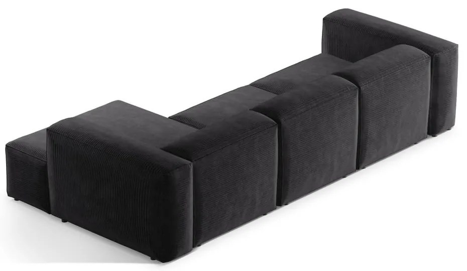 Ciemnoszary sztruksowy narożnik (prawostronny/z szezlongiem) Bergamo – Cosmopolitan Design