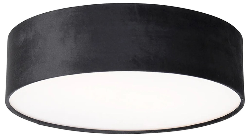 Nowoczesna lampa sufitowa czarna 40 cm ze złotym wnętrzem - Drum Nowoczesny Oswietlenie wewnetrzne