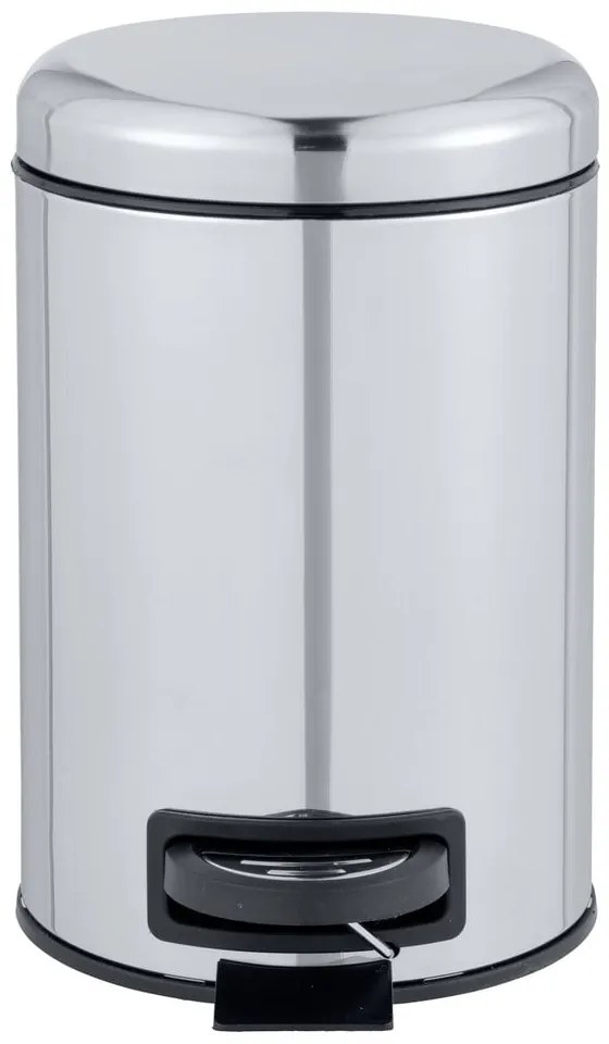 Kosz na śmieci z pedałem w srebrnym kolorze Wenko Leman Shiny, 3 l