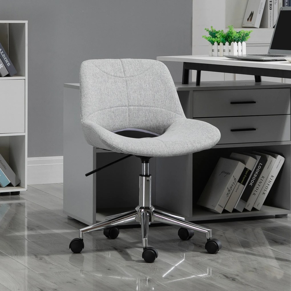 Vinsetto Krzesło Biurowe z Masażem Obrotowe 6-Punktowy Masaż Sztuczna Skóra Szare | Aosom PL