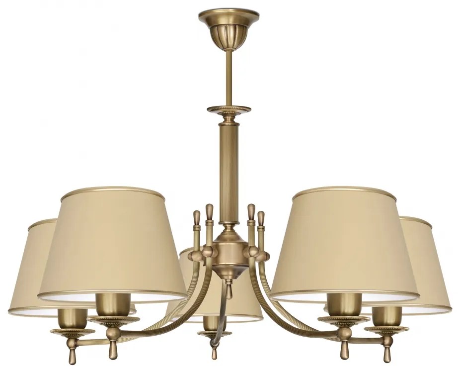 Złoty elegancki żyrandol z abażurami L-S5A