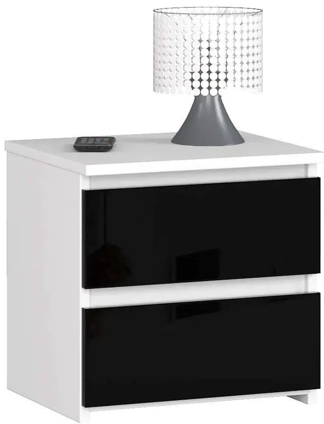 Minimalistyczna szafka nocna biały + czarny połysk G4-G64
