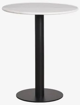 Okrągły Barowy Stół Z Naturalnego Kamienia Xiren Czarny & Ø70 Cm & Biały Marmur Guangxi - Sklum