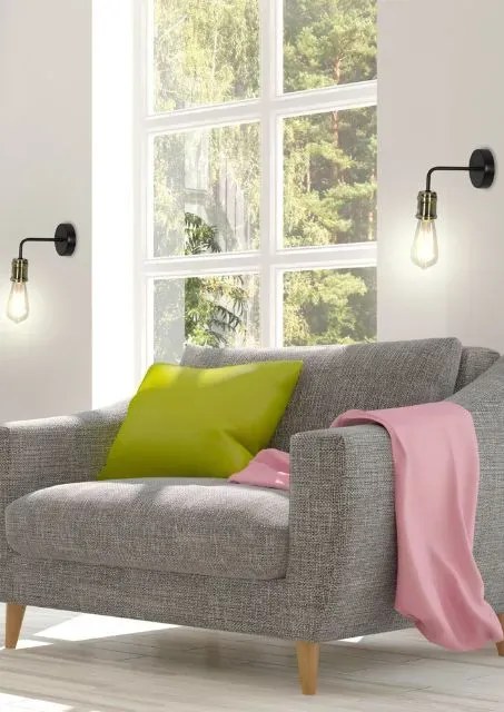 Czarny loftowy kinkiet z żarówką - K531 E8-L83