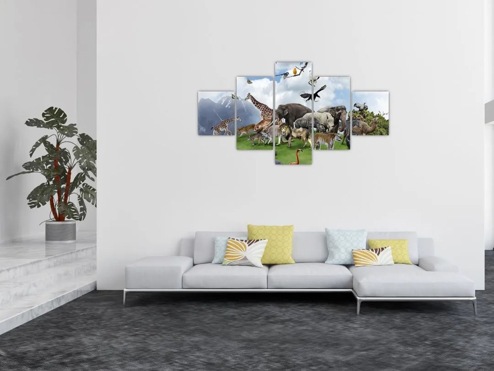 Obraz - Zwierzątka na wyspie (125x70 cm)
