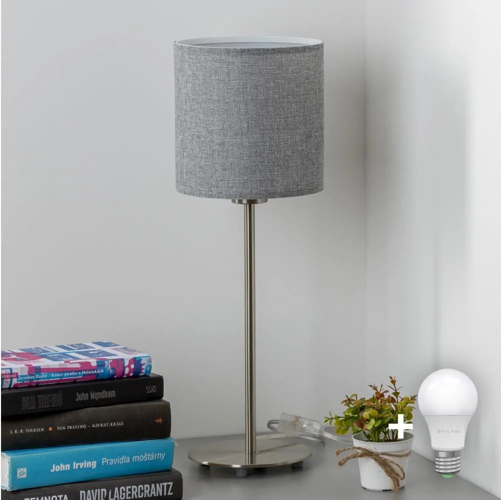 Eglo - LED Lampka stołowa TUNJA 1xE27/60W/230V 38,5 cm chrom matowy/szary