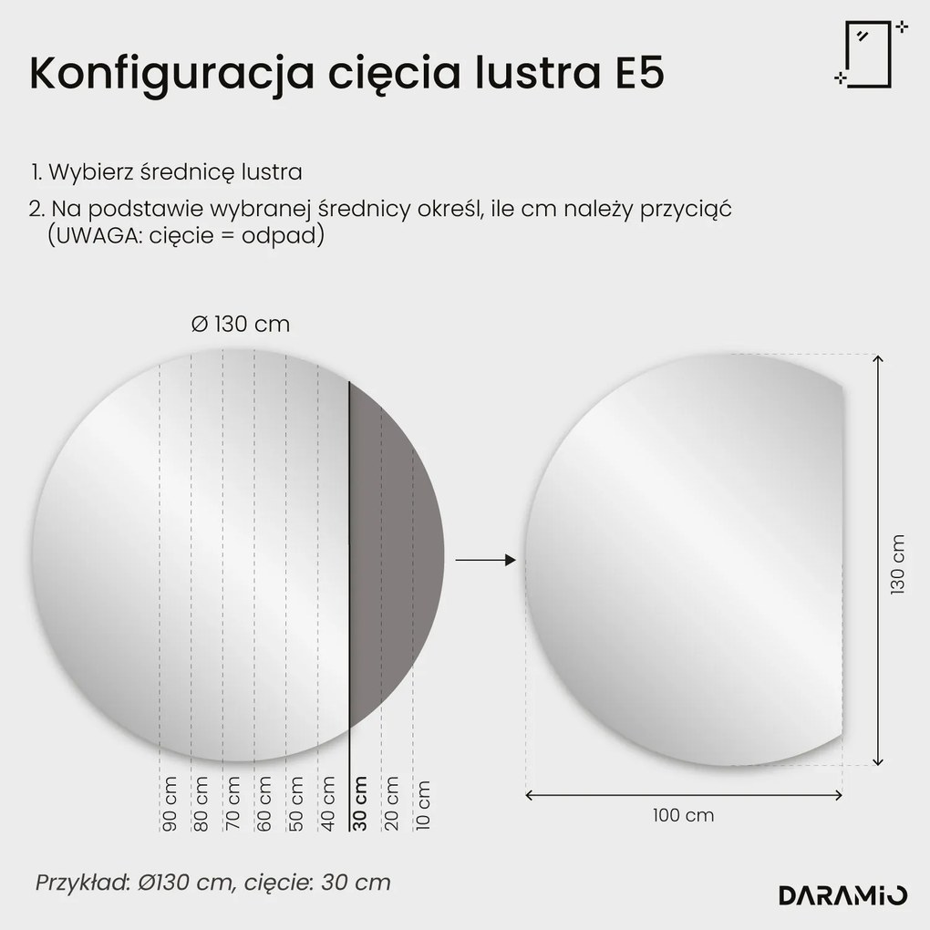 Lustro łazienkowe półokrągłe LED E5