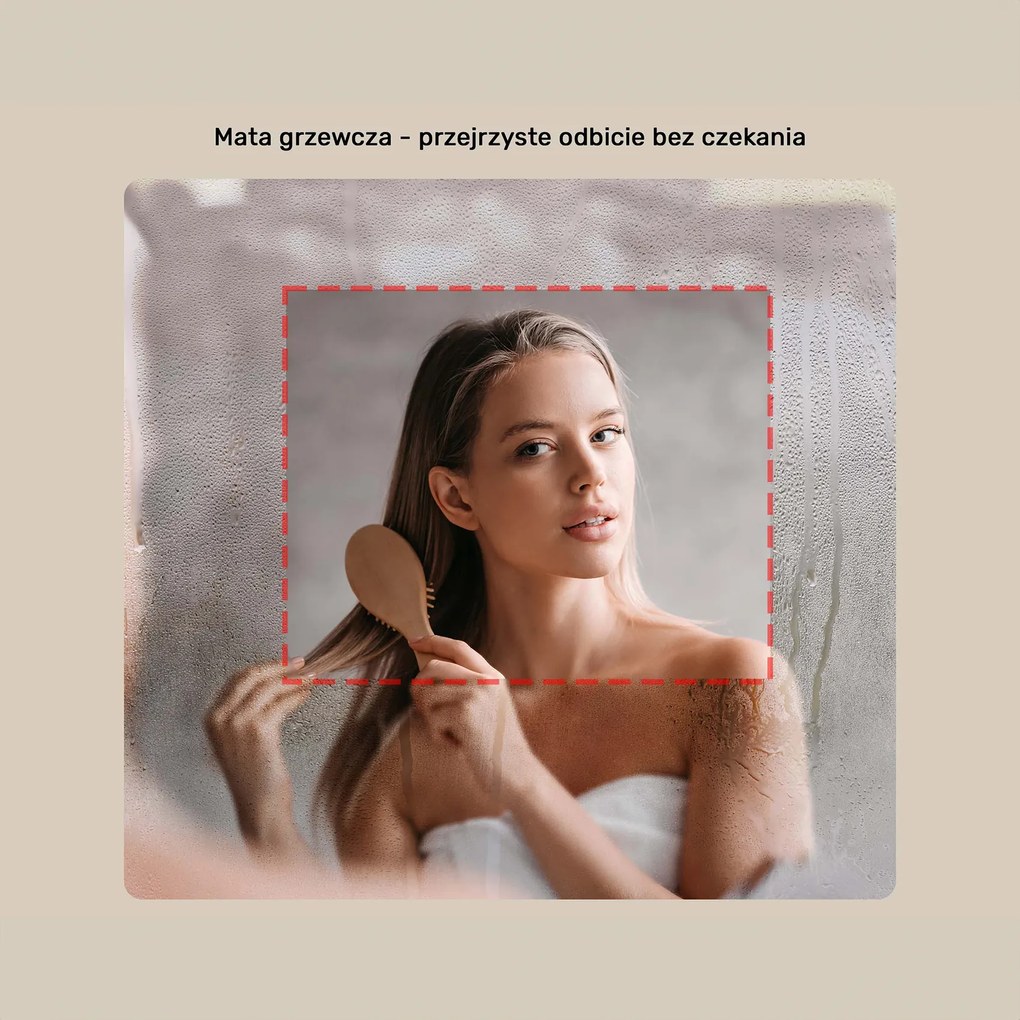 Nieregularne lustro z podświetleniem LED w czarnej aluminiowej ramie