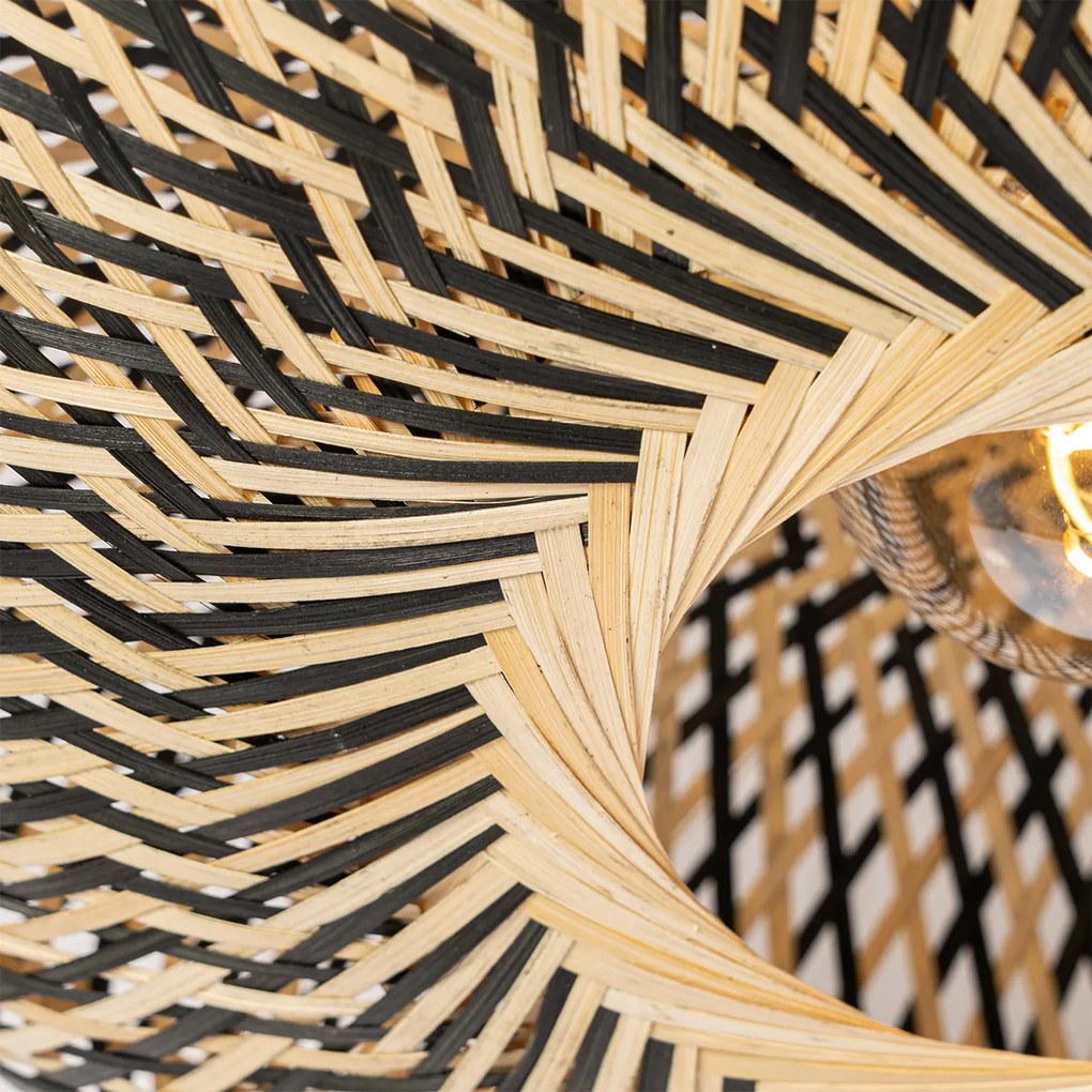 Orientalna lampa sufitowa czarna bambusowa 50 cm - Ostrava
