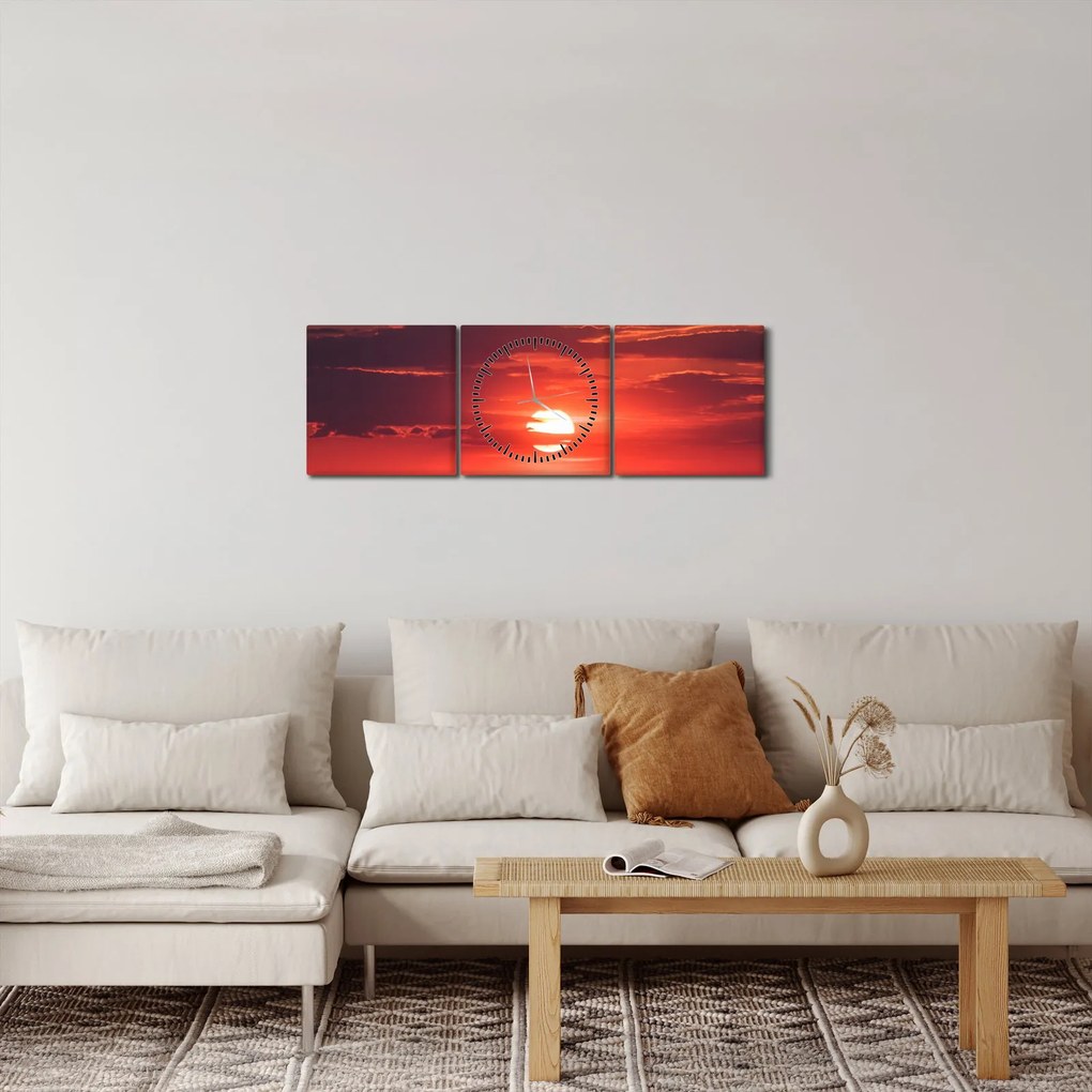 Obraz kolorowego słońca (z zegarem) (90x30 cm)
