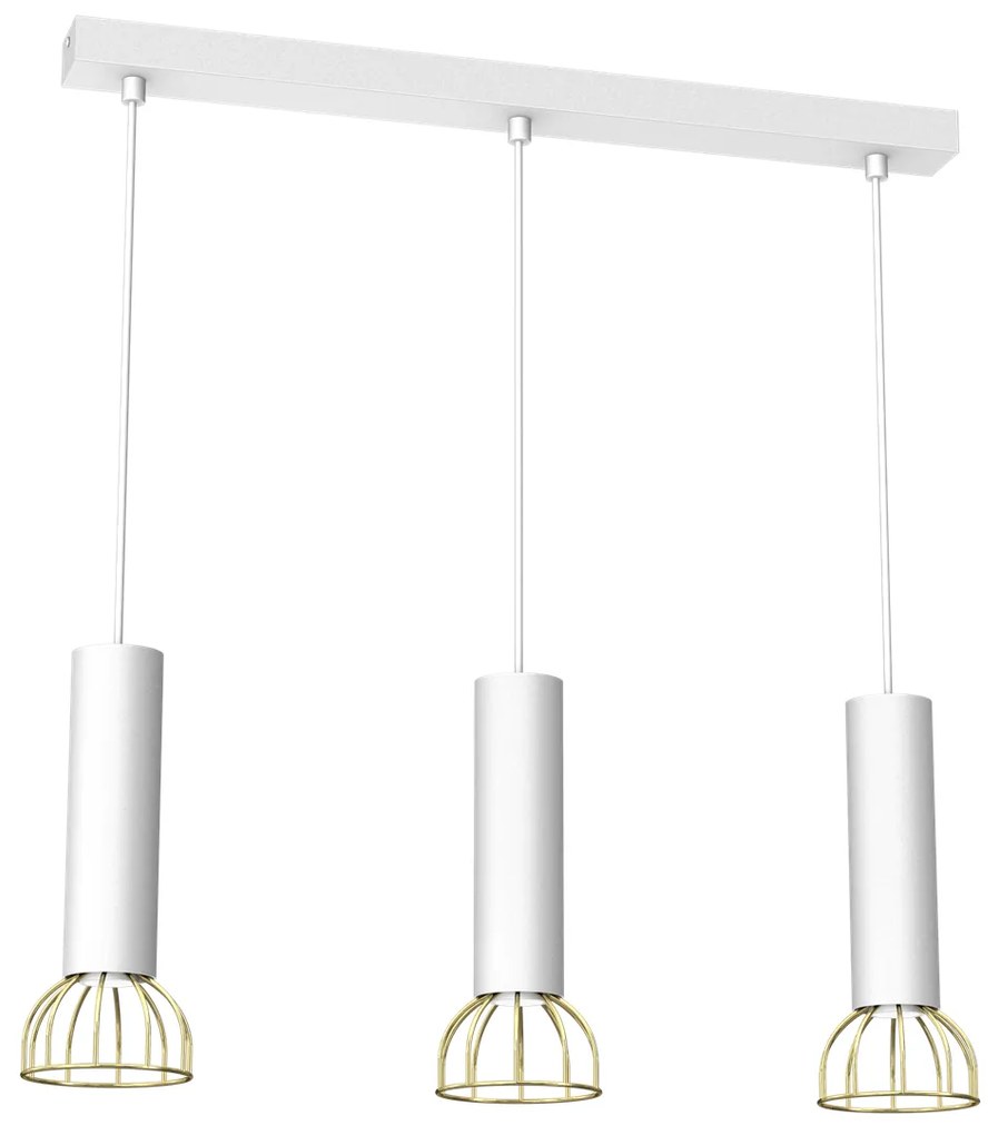 Lampa wisząca, potrójna, biała DANTE White/Gold 3x mini GU10