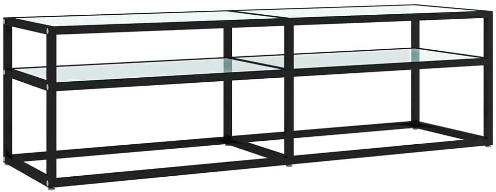 Szafka RTV ze szklanym blatem na wzór białego marmuru B4-C83