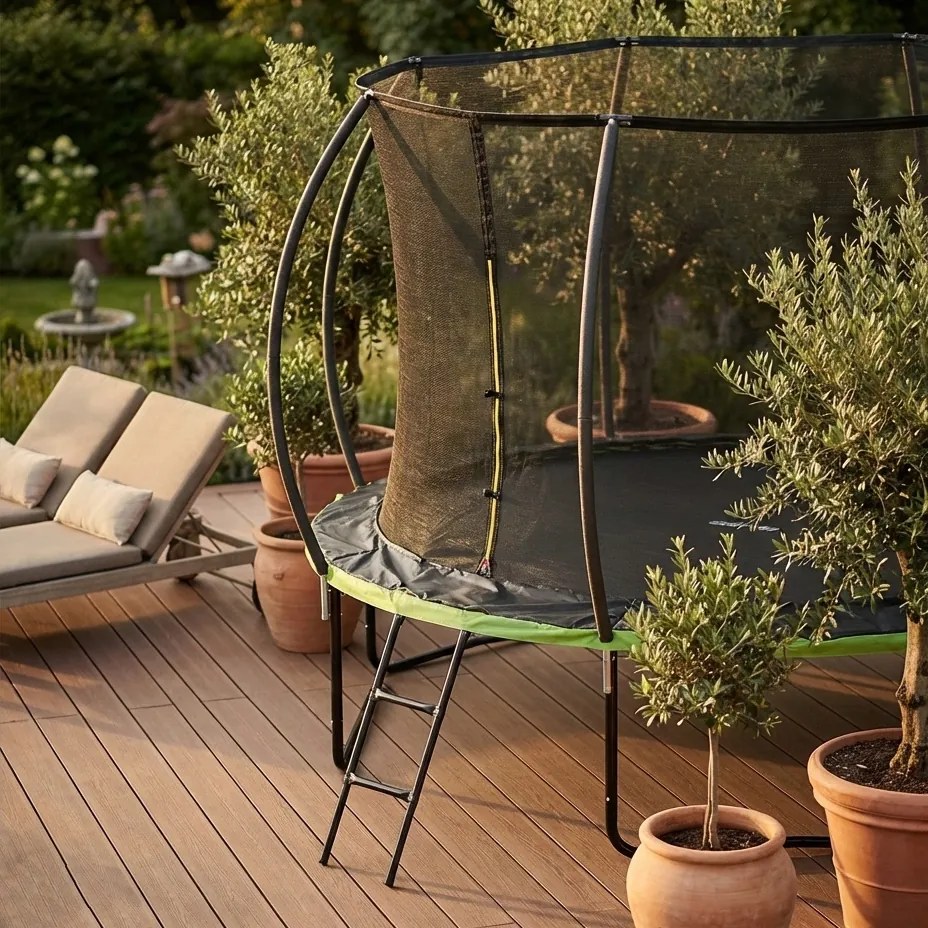 Trampolina ogrodowa dla dzieci Pegie 12FT, 366 cm, z siatką wewnętrzną i drabinką