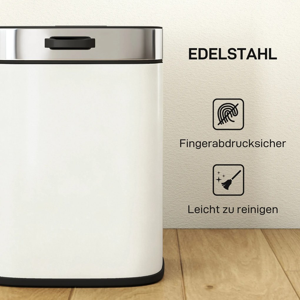 HOMCOM 5 l kosz na śmieci, ustawiany wolnostojąco lub zawieszany, stal nierdzewna, kremowo-biały