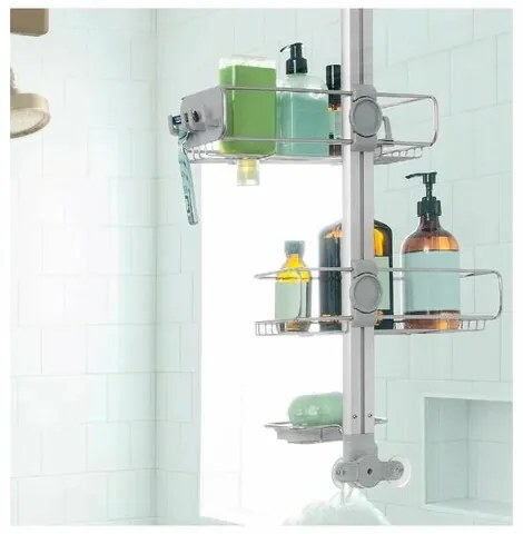 Simplehuman Regulowany uchwyt na drzwi prysznicowe z półkami