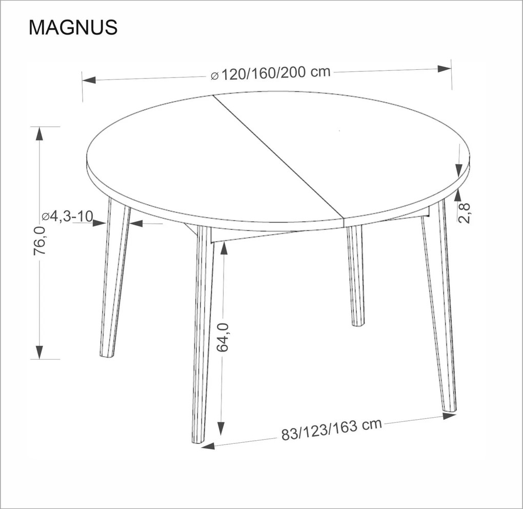 Rozkładany okrągły stół Magnus Halmar