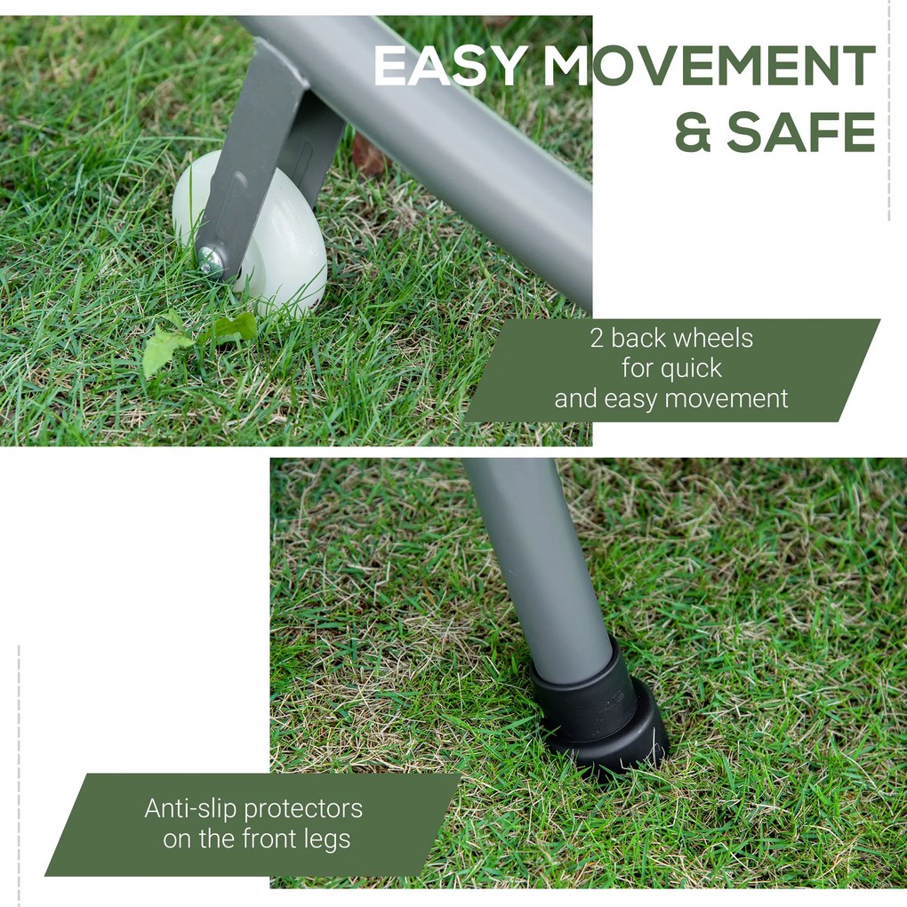 Outsunny® Leżak Dwuosobowy Ze Składanym Daszkiem Stal Kremowo-biały