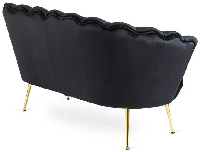 Czarna welurowa sofa w stylu glamour - Deos