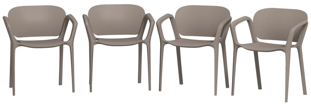 Outsunny Zestaw 4 Wodoodpornych Ogrodowych Krzeseł z Tworzywa, Składane z Podłokietnikami i Oparciem, Do 120 kg