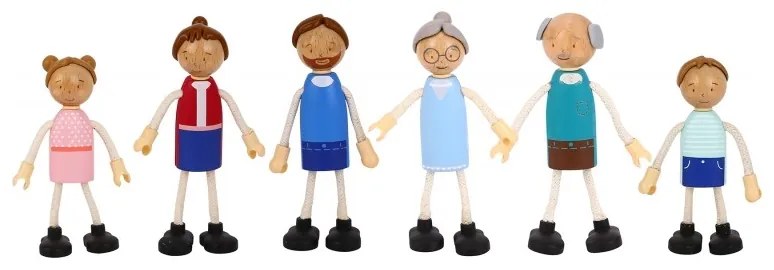 Tooky toy duży drewniany domek dla lalek + figurki fsc