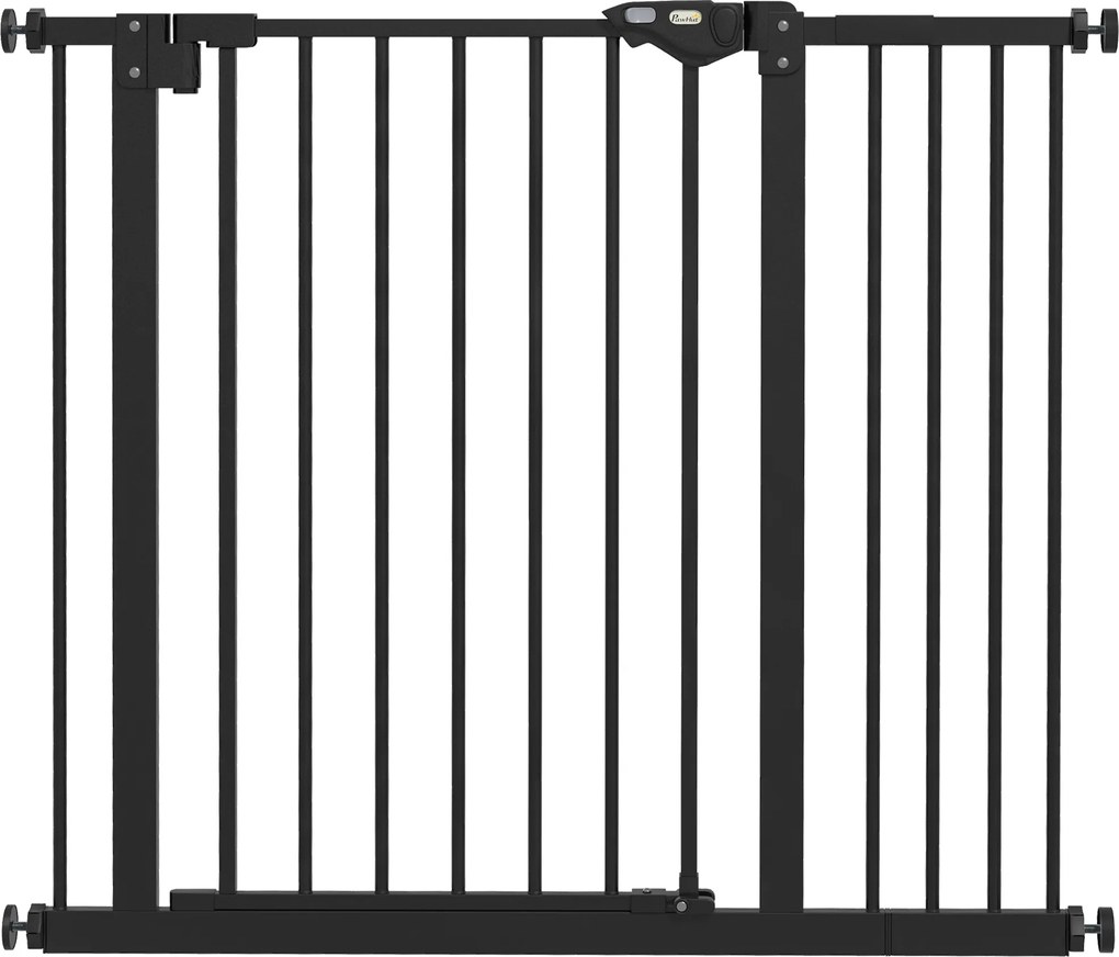 PawHut Bramka zabezpieczająca dla psów, Bramka ograniczająca, Ochronna dla zwierząt domowych, Metal, Plastik, 74-80/87-94 cm, Czarna
