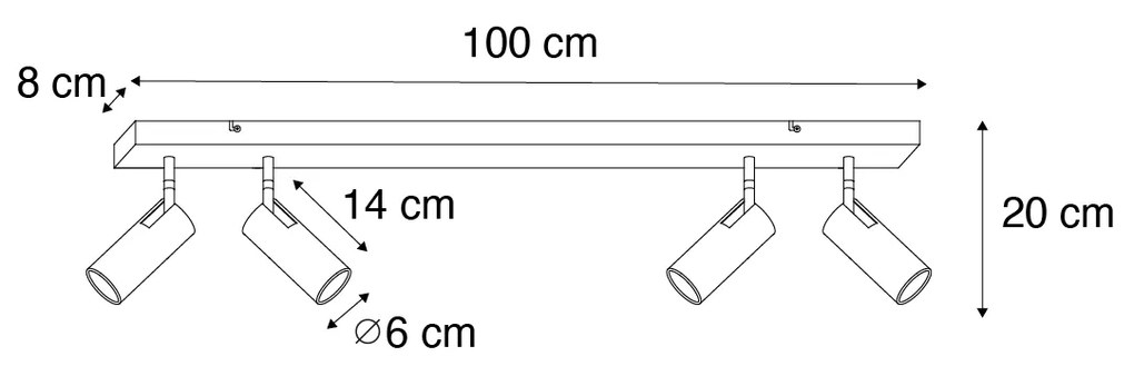 Nowoczesny plafon z reflektorami czarny z brązem 4-światłowy regulowany - Renna