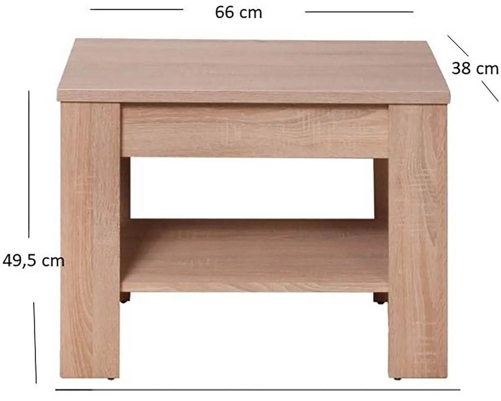 Mały Stolik Drewniany do Biura COREA 70 cm Dąb Sonoma Nowoczesny