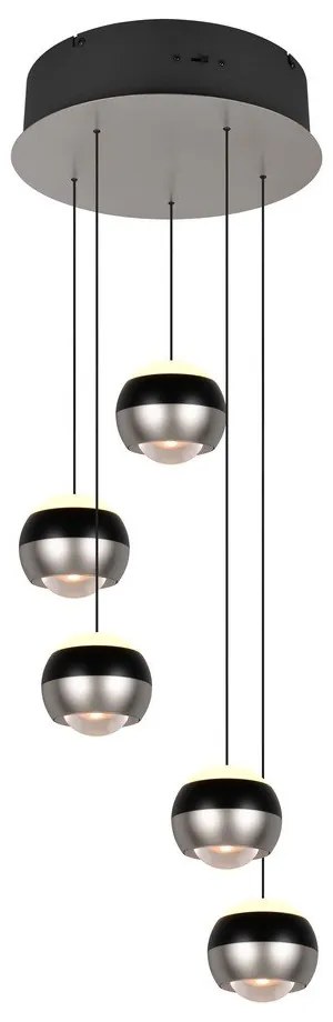Czarna/w kolorze srebra lampa wisząca LED ø 30 cm Orbit – Trio Select