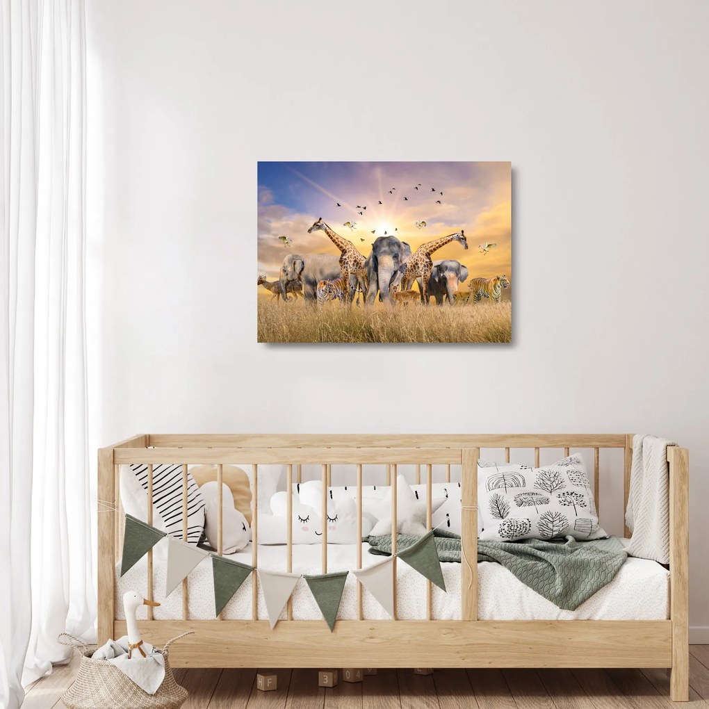 Obraz na szkle - Afrykańskie zwierzęta (70x50 cm)