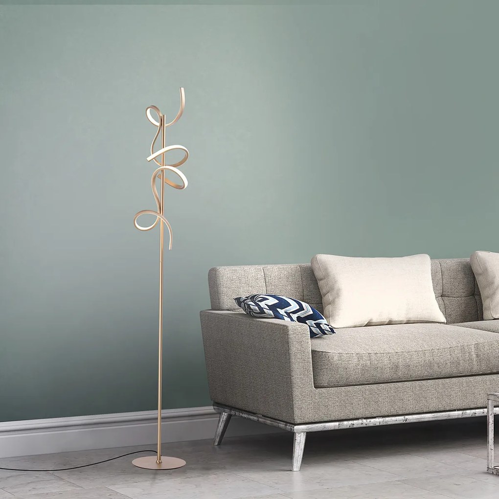 Designerska lampa podłogowa mosiądz w tym LED i ściemniacz - KrisscrossDesignerski Oswietlenie wewnetrzne