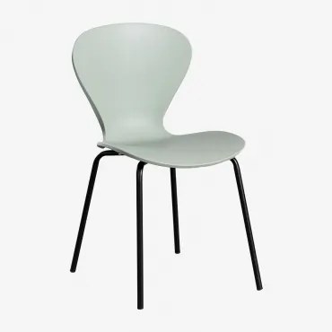 Zestaw 2 Krzeseł Do Jadalni Do Sztaplowania Uit Celadón & Czarny - Sklum